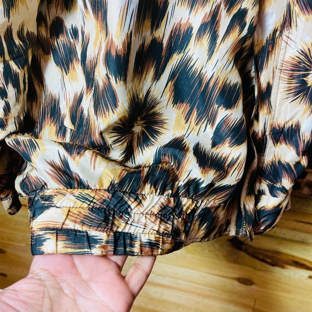 FUDA Int'l Women's Silk Vintage Leopard Bomber Jacket Size XXL - Picture 3 of 14